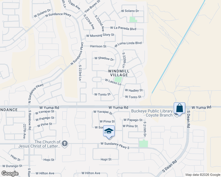 map of restaurants, bars, coffee shops, grocery stores, and more near 981 South 221st Drive in Buckeye