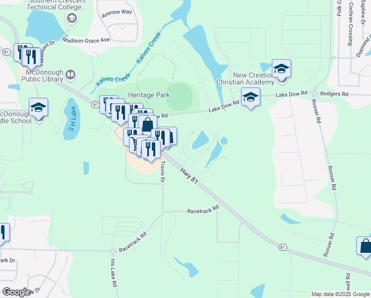 map of restaurants, bars, coffee shops, grocery stores, and more near 434 Best Friends Turn Alley in McDonough