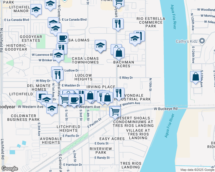 map of restaurants, bars, coffee shops, grocery stores, and more near 214 North 7th Street in Avondale