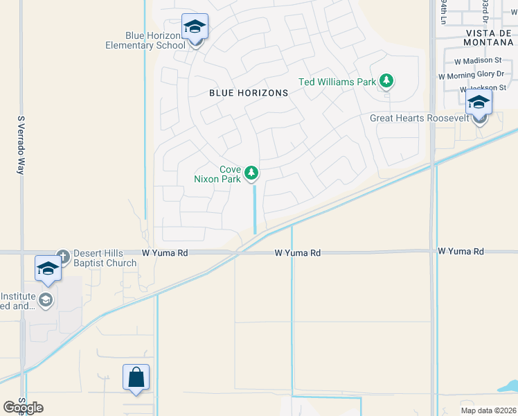 map of restaurants, bars, coffee shops, grocery stores, and more near 950 South 199th Lane in Buckeye