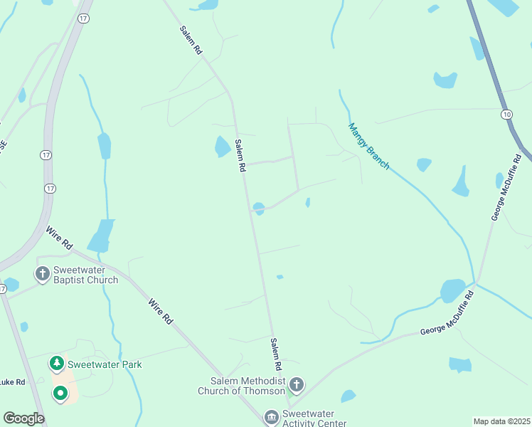 map of restaurants, bars, coffee shops, grocery stores, and more near 1634 Salem Road in Thomson