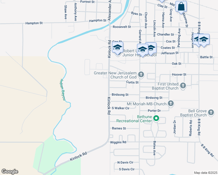 map of restaurants, bars, coffee shops, grocery stores, and more near 101 Whittington Drive in Indianola