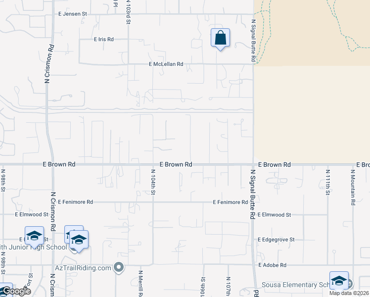 map of restaurants, bars, coffee shops, grocery stores, and more near 10442 Greenway Street in Mesa