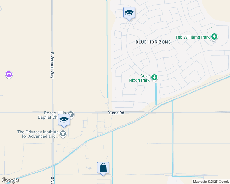 map of restaurants, bars, coffee shops, grocery stores, and more near 20267 West Hadley Street in Buckeye