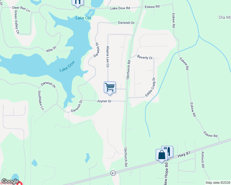 map of restaurants, bars, coffee shops, grocery stores, and more near 4107 Alayna Lee Circle in McDonough