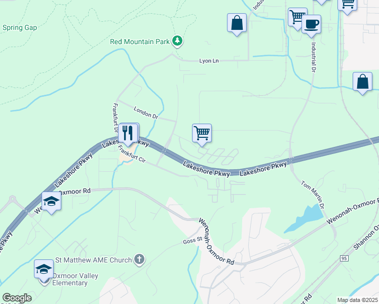 map of restaurants, bars, coffee shops, grocery stores, and more near 113 Stoneriver Drive in Birmingham