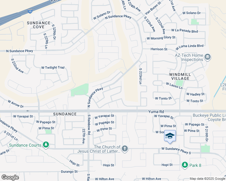 map of restaurants, bars, coffee shops, grocery stores, and more near 22563 West Lasso Lane in Buckeye