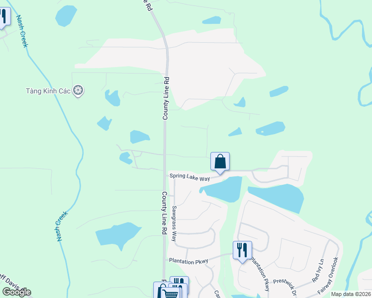 map of restaurants, bars, coffee shops, grocery stores, and more near 130 Atkins Lane in Fayetteville