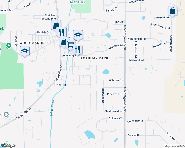 map of restaurants, bars, coffee shops, grocery stores, and more near Starr Avenue in Starkville