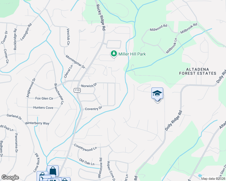 map of restaurants, bars, coffee shops, grocery stores, and more near 3479 Coventry Drive in Vestavia Hills