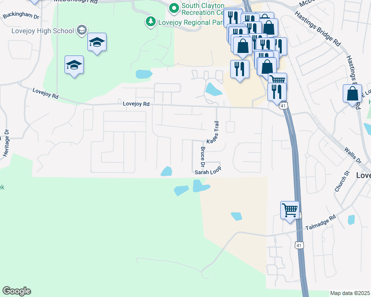 map of restaurants, bars, coffee shops, grocery stores, and more near 11670 Kades Trail in Hampton