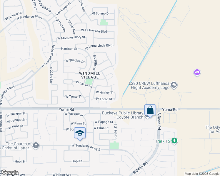 map of restaurants, bars, coffee shops, grocery stores, and more near 21967 West Lasso Lane in Buckeye