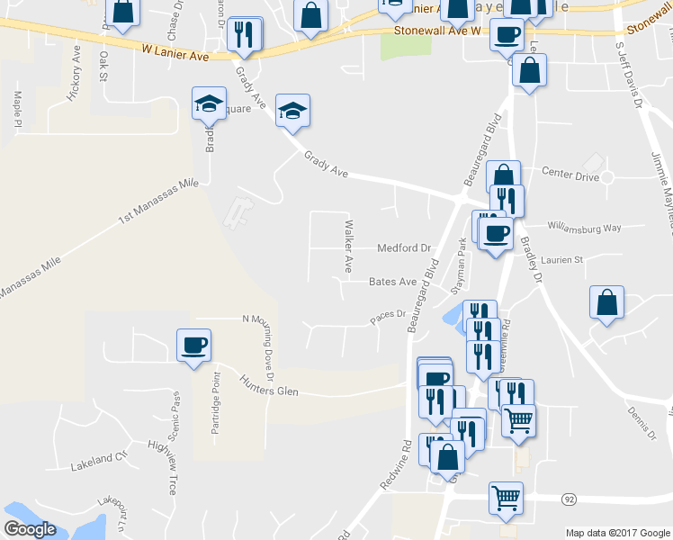 map of restaurants, bars, coffee shops, grocery stores, and more near 120 Miracle Lane in Fayetteville