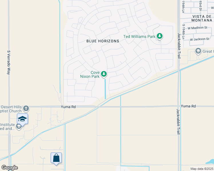 map of restaurants, bars, coffee shops, grocery stores, and more near 950 South 199th Lane in Buckeye