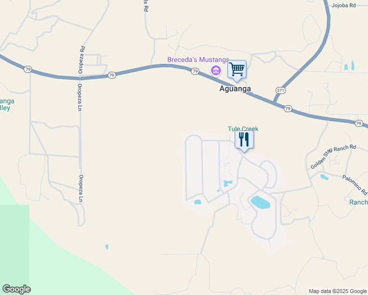 map of restaurants, bars, coffee shops, grocery stores, and more near 45525 California 79 in Aguanga