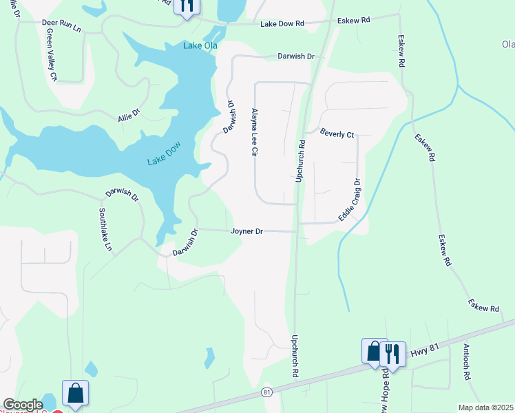 map of restaurants, bars, coffee shops, grocery stores, and more near 4111 Alayna Lee Circle in McDonough