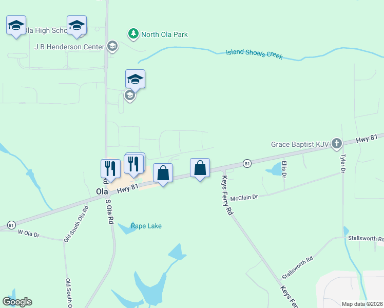 map of restaurants, bars, coffee shops, grocery stores, and more near 3568 Highway 81 in McDonough