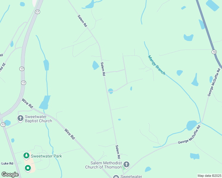 map of restaurants, bars, coffee shops, grocery stores, and more near 1634 Salem Road in Thomson