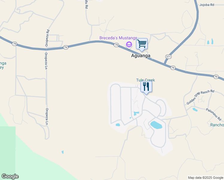 map of restaurants, bars, coffee shops, grocery stores, and more near 45525 California 79 in Aguanga