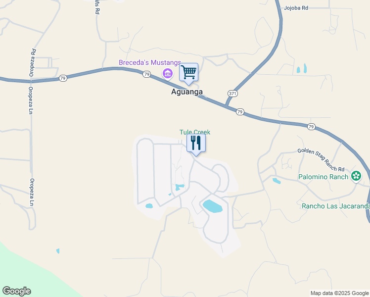 map of restaurants, bars, coffee shops, grocery stores, and more near 45525 California 79 in Aguanga