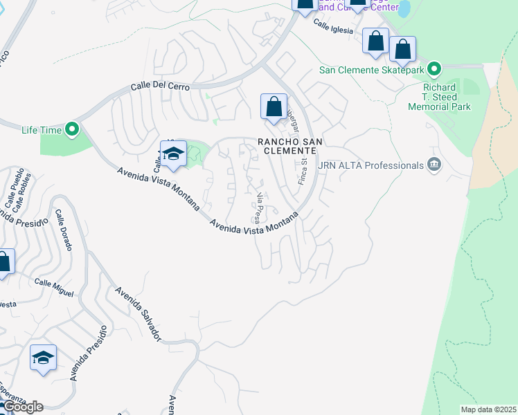 map of restaurants, bars, coffee shops, grocery stores, and more near 233 Via Presa in San Clemente