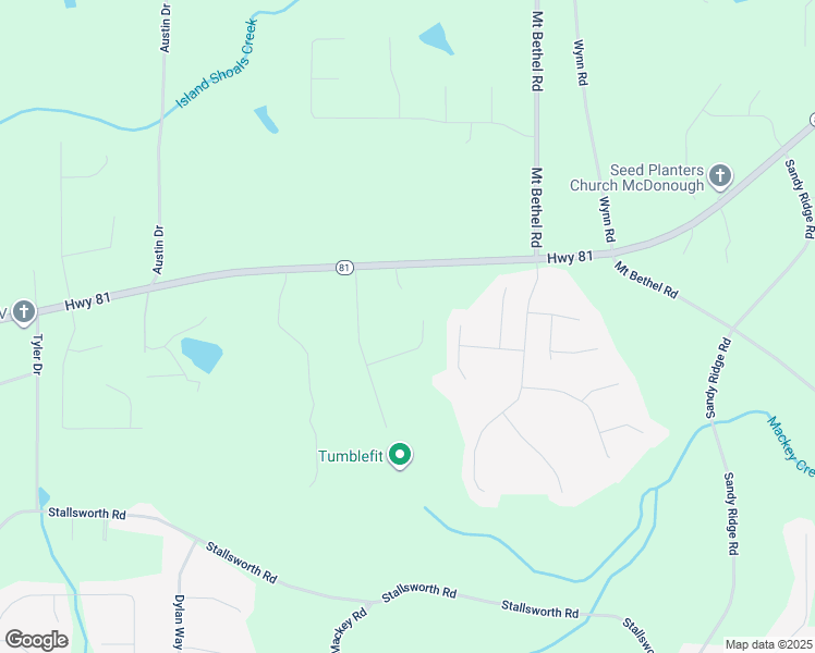 map of restaurants, bars, coffee shops, grocery stores, and more near 4075 O Henry Court in McDonough