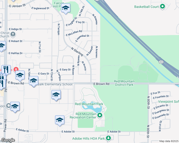 map of restaurants, bars, coffee shops, grocery stores, and more near 1262 North Sterling in Mesa