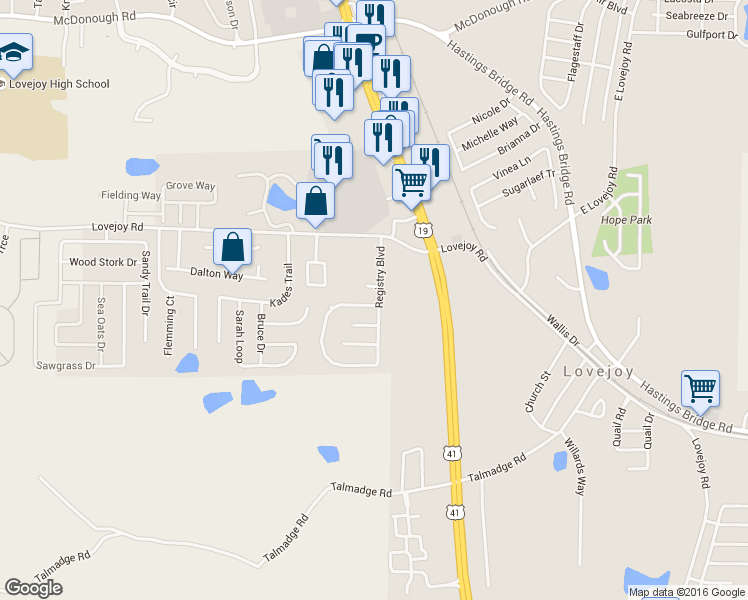 map of restaurants, bars, coffee shops, grocery stores, and more near 11880 Registry Boulevard in Hampton