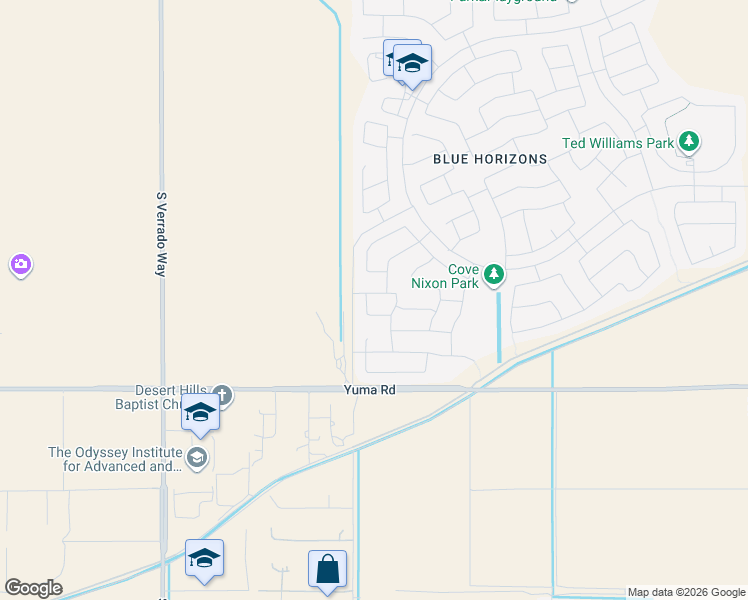 map of restaurants, bars, coffee shops, grocery stores, and more near 20253 West Sherman Street in Buckeye