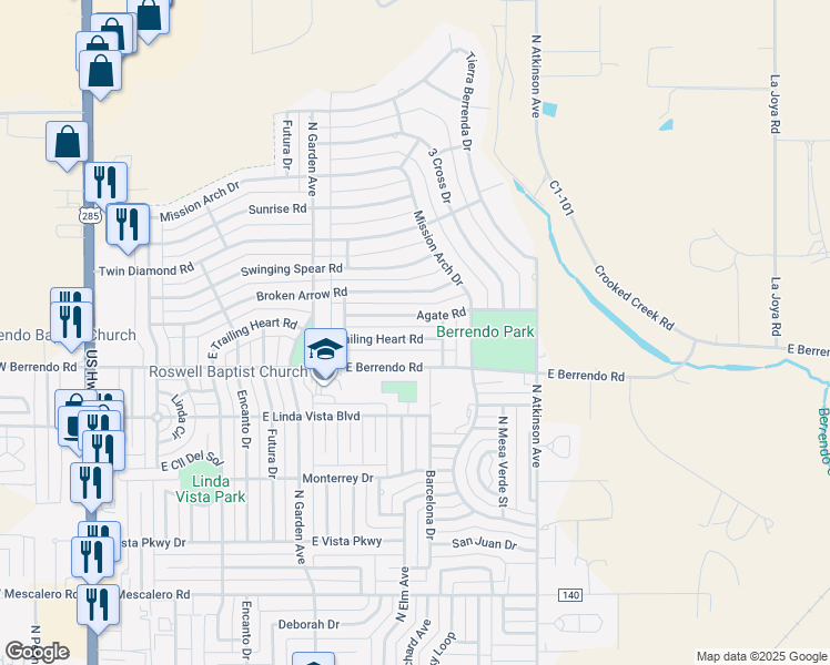 map of restaurants, bars, coffee shops, grocery stores, and more near 857 Agate Road in Roswell