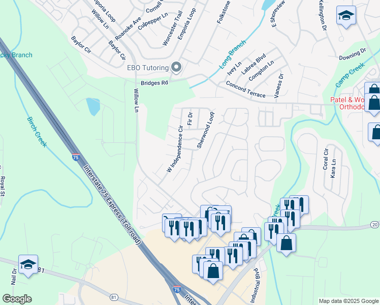 map of restaurants, bars, coffee shops, grocery stores, and more near 130 Sherwood Loop in McDonough
