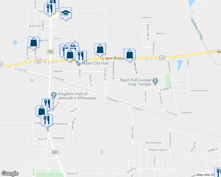 map of restaurants, bars, coffee shops, grocery stores, and more near 4 Palomino Place in Nash