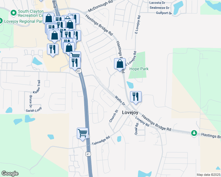 map of restaurants, bars, coffee shops, grocery stores, and more near 11618 East Lovejoy Road in Hampton