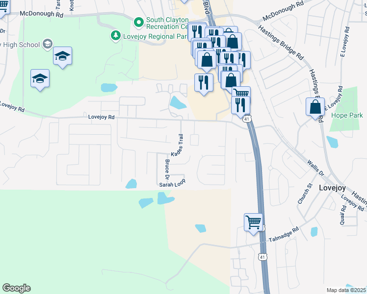 map of restaurants, bars, coffee shops, grocery stores, and more near 11576 Kades Trail in Hampton
