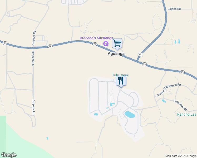 map of restaurants, bars, coffee shops, grocery stores, and more near 45525 California 79 in Aguanga