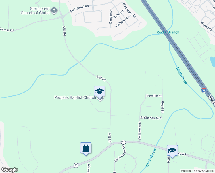 map of restaurants, bars, coffee shops, grocery stores, and more near 774 Mill Road in McDonough
