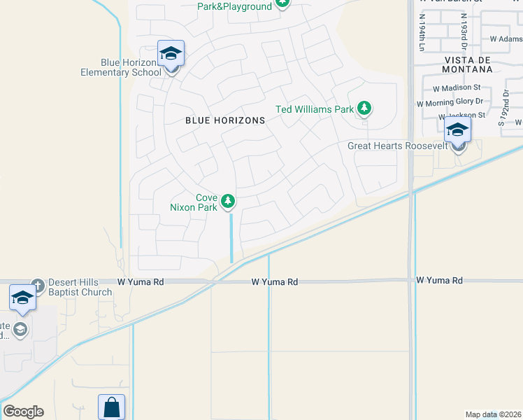 map of restaurants, bars, coffee shops, grocery stores, and more near 19927 West Lincoln Street in Buckeye