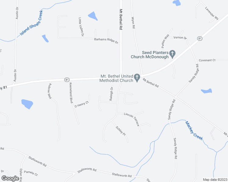 map of restaurants, bars, coffee shops, grocery stores, and more near 1230 Raleigh Drive in McDonough