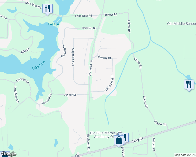 map of restaurants, bars, coffee shops, grocery stores, and more near 5001 Samantha Court in McDonough
