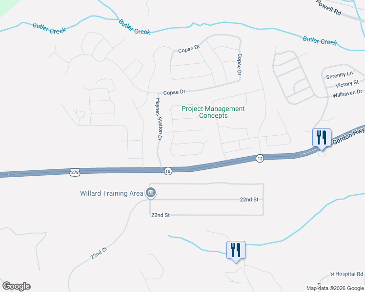 map of restaurants, bars, coffee shops, grocery stores, and more near 1156 Rosland Circle in Augusta