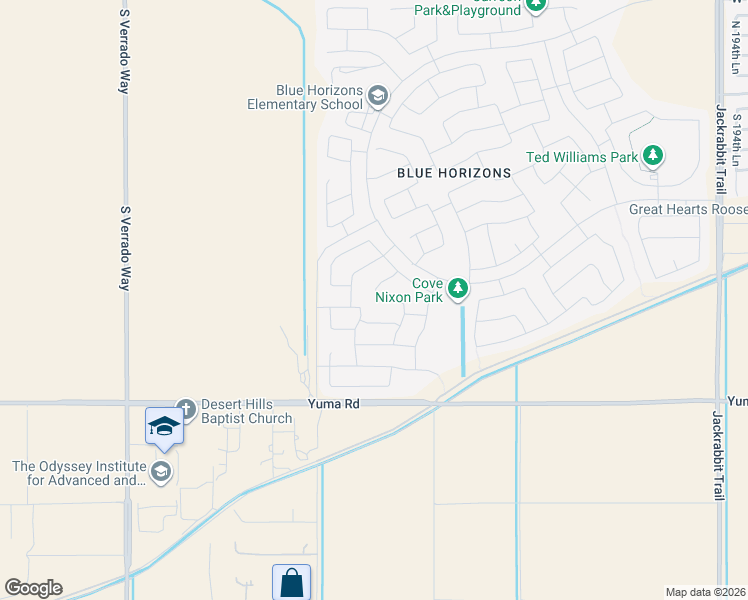 map of restaurants, bars, coffee shops, grocery stores, and more near 756 South 201st Lane in Buckeye