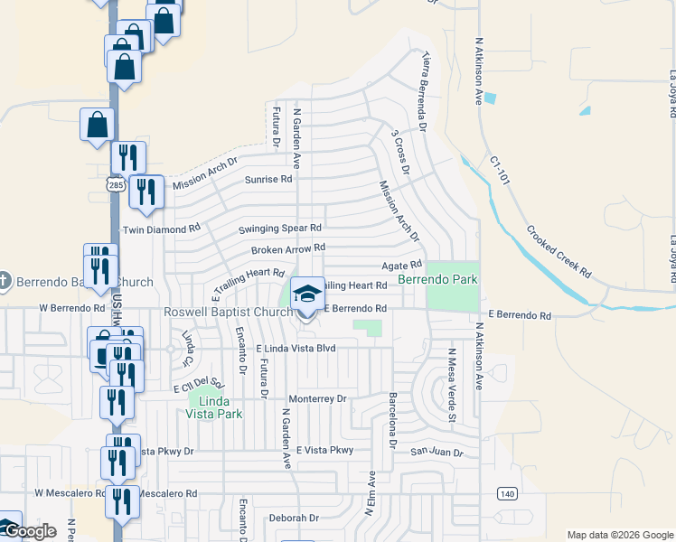 map of restaurants, bars, coffee shops, grocery stores, and more near 812 Agate Road in Roswell