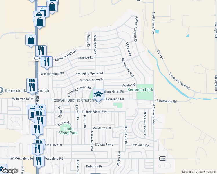 map of restaurants, bars, coffee shops, grocery stores, and more near 812 Agate Road in Roswell