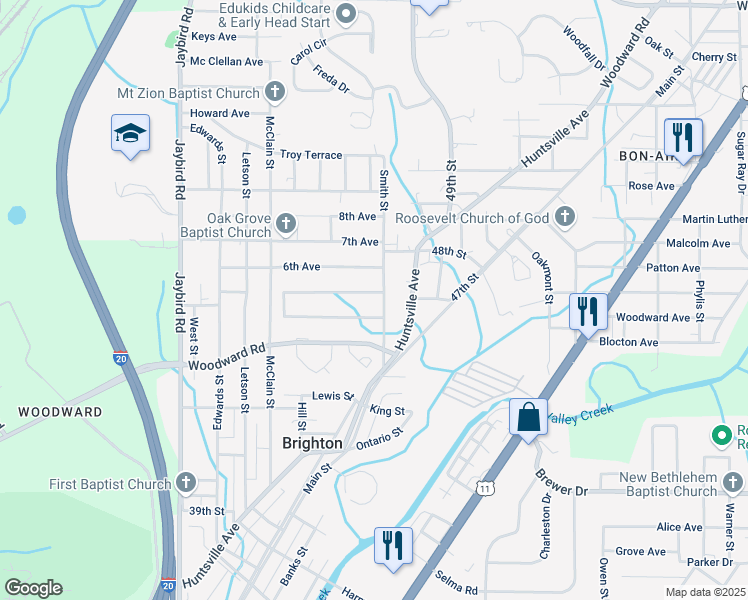 map of restaurants, bars, coffee shops, grocery stores, and more near 4126 5th Avenue in Brighton