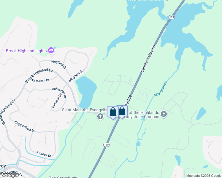 map of restaurants, bars, coffee shops, grocery stores, and more near 9103 Retreat Circle in Birmingham