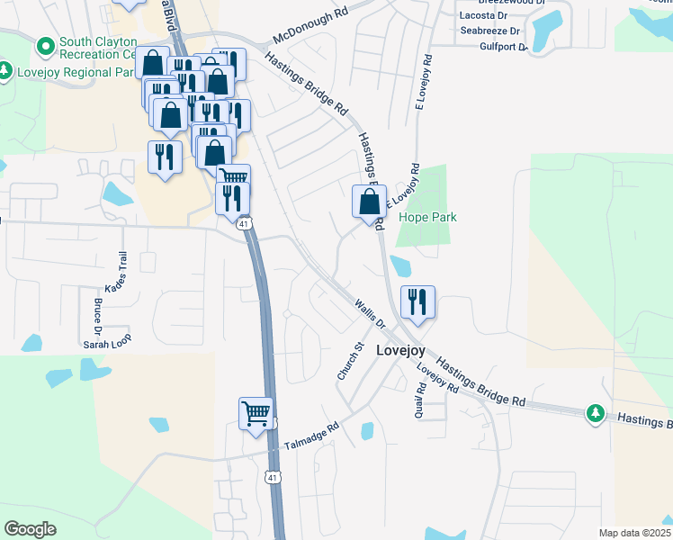 map of restaurants, bars, coffee shops, grocery stores, and more near 11612 East Lovejoy Road in Hampton