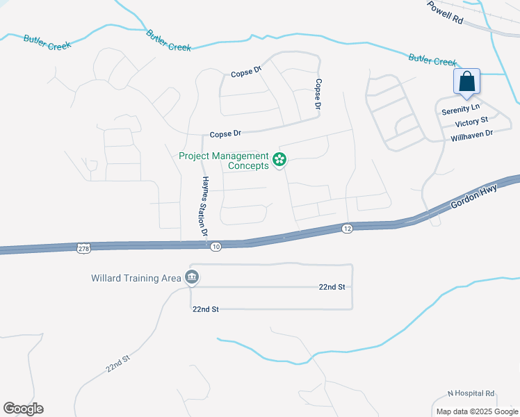 map of restaurants, bars, coffee shops, grocery stores, and more near 1128 Rosland Circle in Augusta