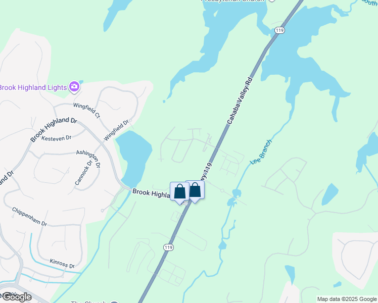 map of restaurants, bars, coffee shops, grocery stores, and more near 2103 Retreat Circle in Birmingham