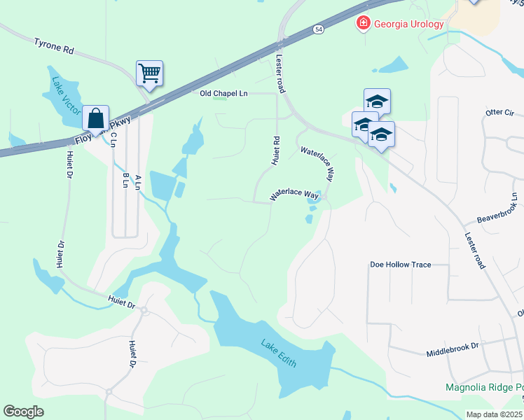 map of restaurants, bars, coffee shops, grocery stores, and more near 135 Waterlace Way in Fayetteville