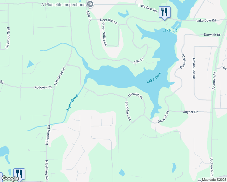 map of restaurants, bars, coffee shops, grocery stores, and more near 210 Darwish Drive in McDonough